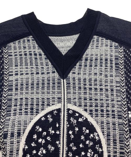 Mame Kurogouchi（マメクロゴウチ）Mame Kurogouchi (マメクロゴウチ) Osmanthus Motif Jacquard Knitted Vest ネイビー サイズ: 2の古着・服飾アイテム