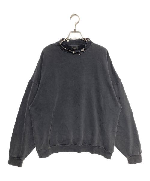 BALENCIAGA（バレンシアガ）BALENCIAGA (バレンシアガ) PIERCED ROUND SWEATSHIRT OVERSIZED ブラック サイズ:1の古着・服飾アイテム