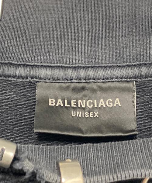 BALENCIAGA（バレンシアガ）BALENCIAGA (バレンシアガ) PIERCED ROUND SWEATSHIRT OVERSIZED ブラック サイズ:1の古着・服飾アイテム