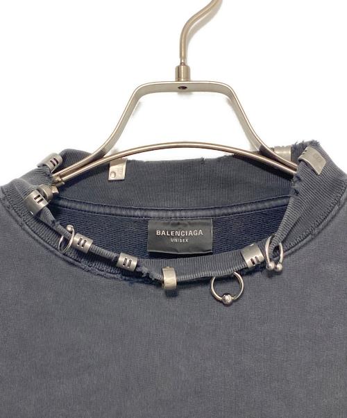 BALENCIAGA（バレンシアガ）BALENCIAGA (バレンシアガ) PIERCED ROUND SWEATSHIRT OVERSIZED ブラック サイズ:1の古着・服飾アイテム