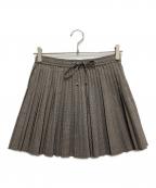 CELINEセリーヌ）の古着「PLEATED PAJAMA MINI SKIRT」｜ブラウン