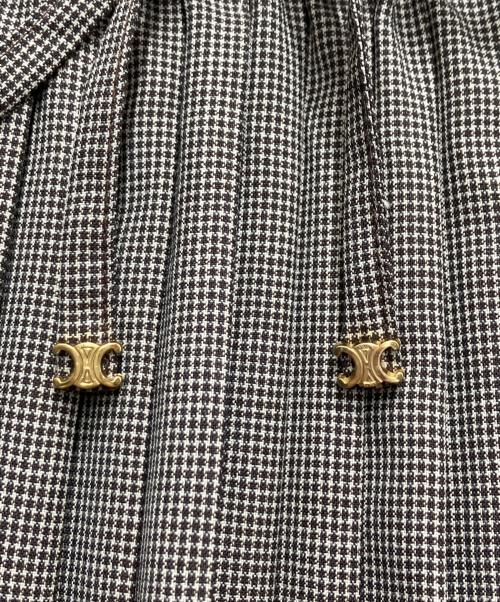 CELINE（セリーヌ）CELINE (セリーヌ) PLEATED PAJAMA MINI SKIRT ブラウン サイズ:36の古着・服飾アイテム
