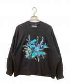 MAISON SPECIALメゾンスペシャル）の古着「フラワー刺繍プライムオーバースウェット」｜ブラック