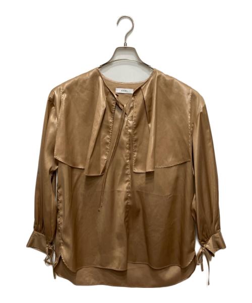 COEL（コエル）COEL (コエル) レザーライクサテンブラウス ベージュ サイズ:FREEの古着・服飾アイテム
