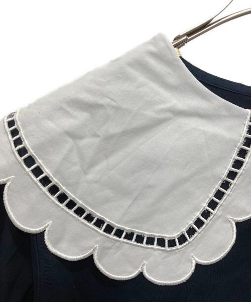 YORI（ヨリ）YORI (ヨリ) スカラップカラーロンTee ネイビー サイズ:Freeの古着・服飾アイテム