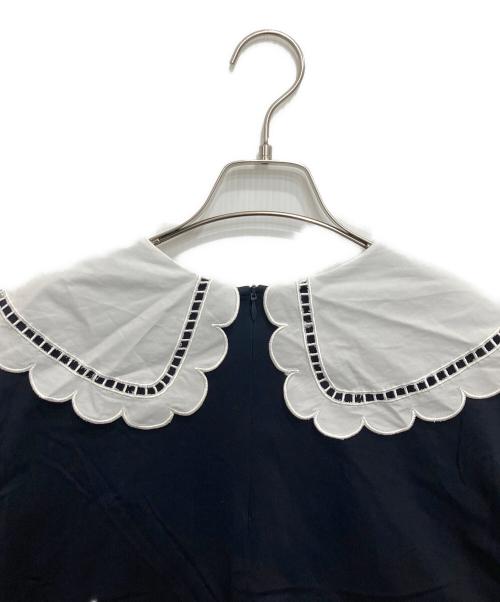 YORI（ヨリ）YORI (ヨリ) スカラップカラーロンTee ネイビー サイズ:Freeの古着・服飾アイテム