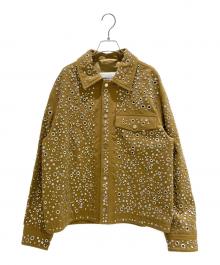 BURBERRY（バーバリー）の古着「stud-embellished cotton shirt jacket 8092358」｜ベージュ