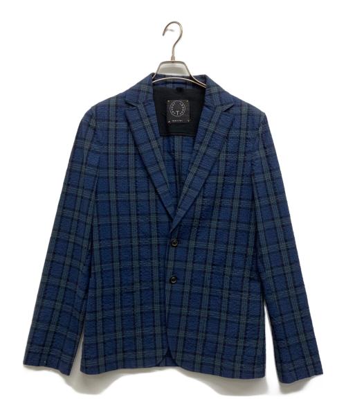 T-JACKET By TONELLO（ティージャケット バイ トネッロ）T-JACKET By TONELLO (ティージャケット バイ トネッロ) シアサッカーテーラードジャケット ネイビー サイズ:Mの古着・服飾アイテム