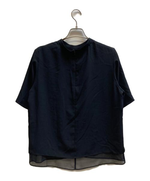 icB（アイシービー）icB (アイシービー) BackSatinAmunzen シフォンコンビブラウス ブラック サイズ:Mの古着・服飾アイテム