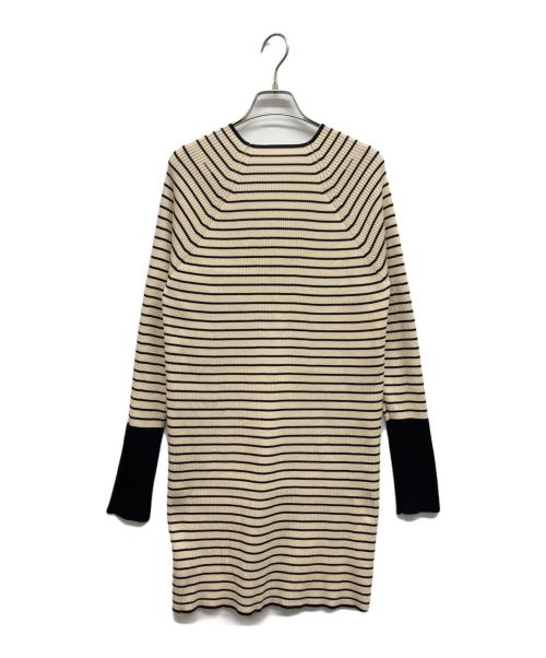15quinze（カーンズ）15quinze (カーンズ) リブボーダーニット ベージュ×ブラック サイズ:Freeの古着・服飾アイテム