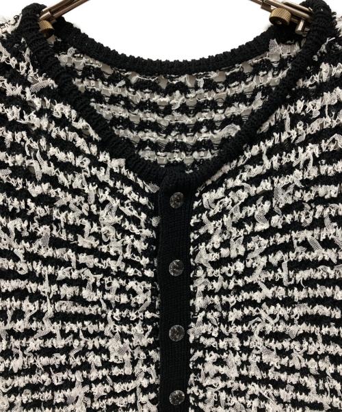 LOUNIE（ルーニー）LOUNIE (ルーニー) 透かし柄クロップドニットプルオーバー ブラック×ホワイト サイズ:Freeの古着・服飾アイテム