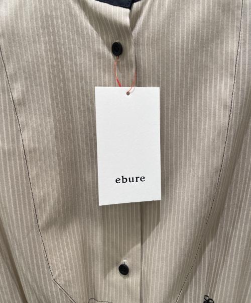 ebure（エブール）ebure (エブール) シルクコットンスルーストライプ ワンピース ベージュ サイズ:38の古着・服飾アイテム