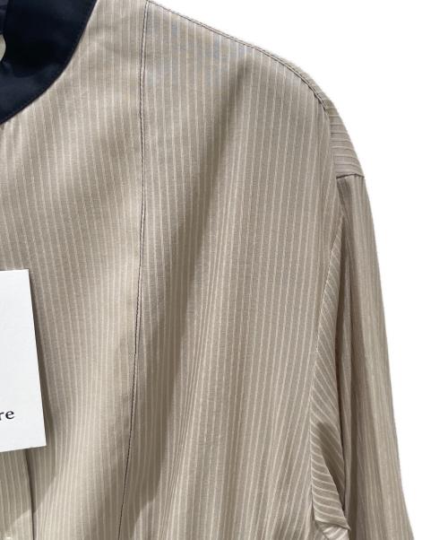 ebure（エブール）ebure (エブール) シルクコットンスルーストライプ ワンピース ベージュ サイズ:38の古着・服飾アイテム