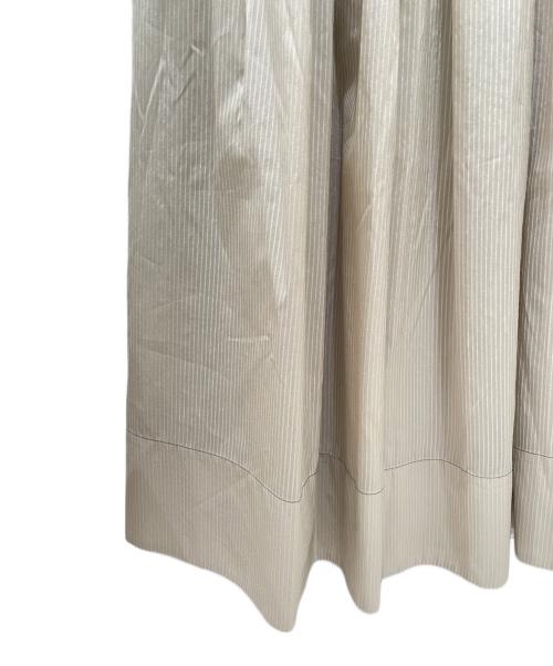 ebure（エブール）ebure (エブール) シルクコットンスルーストライプ ワンピース ベージュ サイズ:38の古着・服飾アイテム