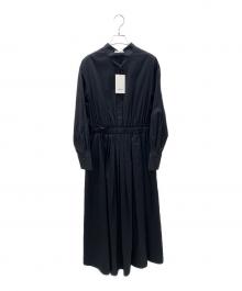 ebure（エブール）の古着「シルクコットンスルーストライプ ワンピース」｜ブラック