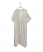 ebureエブール）の古着「ラミーサテン シャツワンピース」｜ホワイト