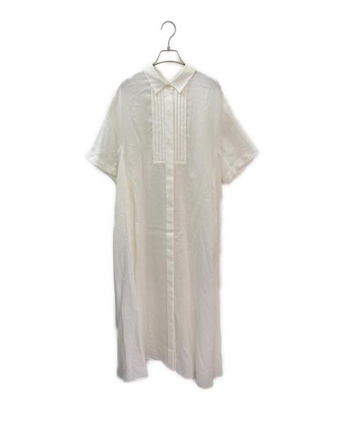 ebure（エブール）ebure (エブール) ラミーサテン シャツワンピース ホワイト サイズ:38の古着・服飾アイテム