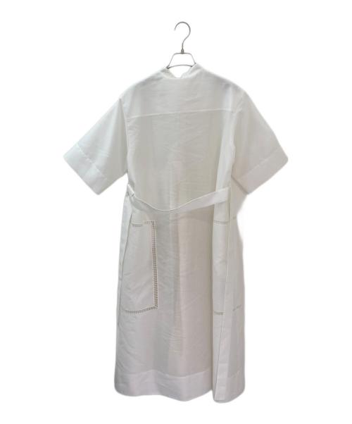 ebure（エブール）ebure (エブール) フラッフィーオーガンジー バンドカラーワンピース ホワイト サイズ:38の古着・服飾アイテム