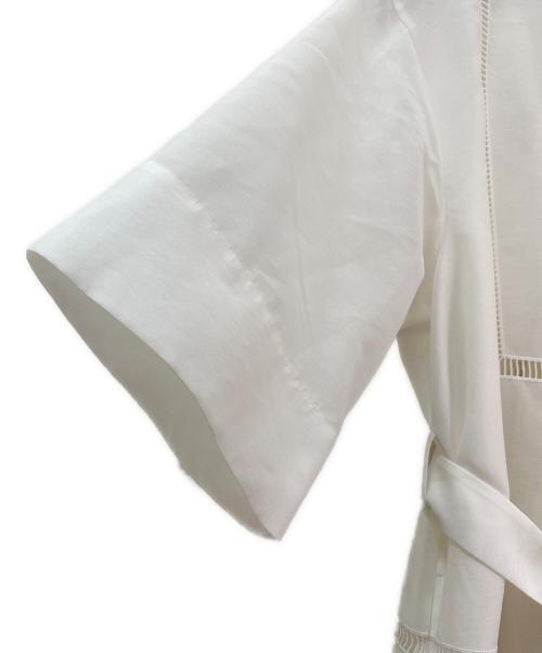 ebure（エブール）ebure (エブール) フラッフィーオーガンジー バンドカラーワンピース ホワイト サイズ:38の古着・服飾アイテム