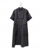 ebureエブール）の古着「フラッフィーオーガンジー バンドカラーワンピース」｜グレー