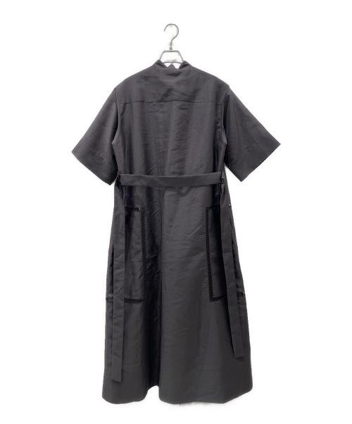 ebure（エブール）ebure (エブール) フラッフィーオーガンジー バンドカラーワンピース グレー サイズ:38の古着・服飾アイテム