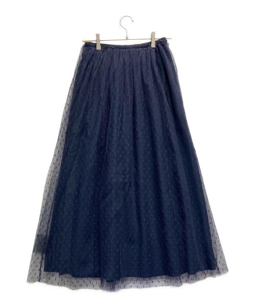 RED VALENTINO（レッドヴァレンティノ）RED VALENTINO (レッドヴァレンティノ) ドットチュールロングスカート ネイビー サイズ:38 未使用品の古着・服飾アイテム