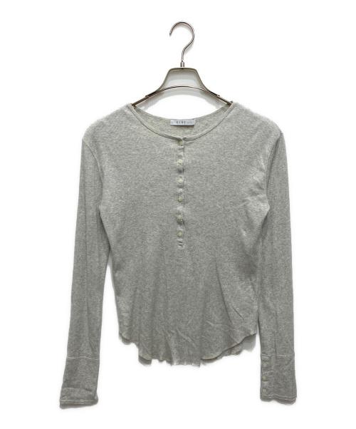 ETRE TOKYO（エトレトウキョウ）ETRE TOKYO (エトレトウキョウ) オーコットテレコヘンリーネックトップス グレー サイズ:FREEの古着・服飾アイテム