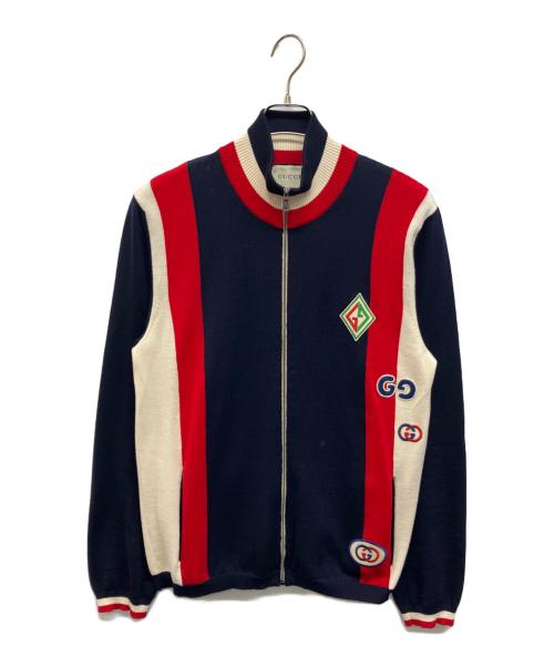 GUCCI（グッチ）GUCCI (グッチ) ニットジャケット ネイビー サイズ:Lの古着・服飾アイテム