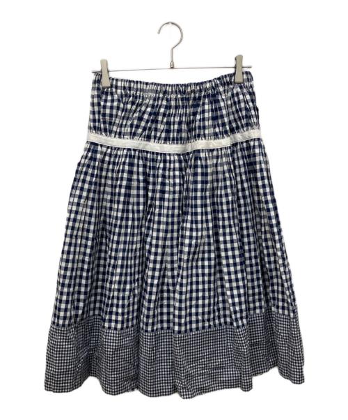 tricot COMME des GARCONS（トリココムデギャルソン）tricot COMME des GARCONS (トリココムデギャルソン) 10SSギャザーテーピングギンガムチェック切替スカート ネイビー サイズ:Freeの古着・服飾アイテム