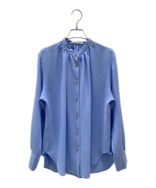 BEIGE（ベイジ）BEIGE (ベイジ) バンドカラーブラウス ブルー サイズ:4の古着・服飾アイテム