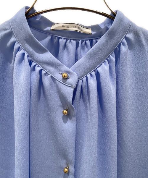BEIGE（ベイジ）BEIGE (ベイジ) バンドカラーブラウス ブルー サイズ:4の古着・服飾アイテム