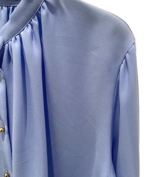 BEIGE（ベイジ）BEIGE (ベイジ) バンドカラーブラウス ブルー サイズ:4の古着・服飾アイテム