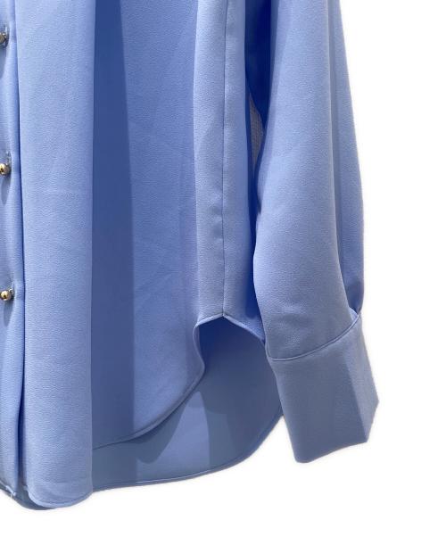 BEIGE（ベイジ）BEIGE (ベイジ) バンドカラーブラウス ブルー サイズ:4の古着・服飾アイテム