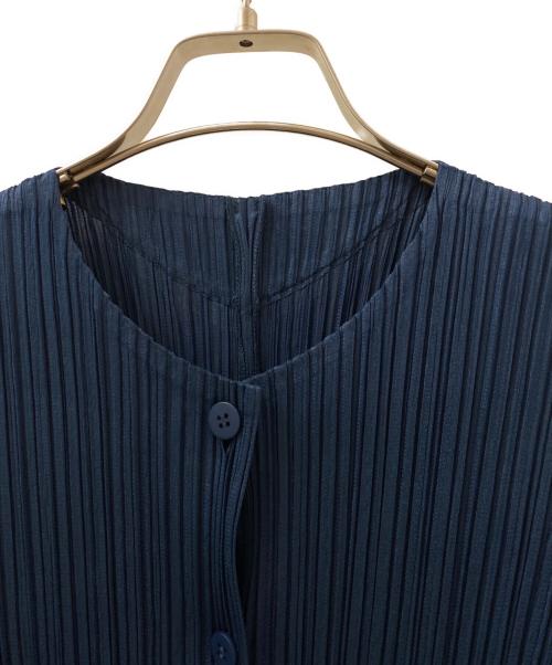 PLEATS PLEASE（プリーツプリーズ）PLEATS PLEASE (プリーツプリーズ) プリーツカーディガン ネイビー サイズ:3の古着・服飾アイテム