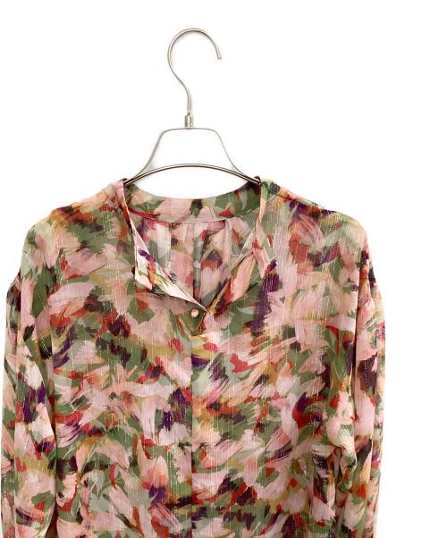 UNTITLED（アンタイトル）UNTITLED (アンタイトル) 楊柳ラメシフォン リーフプリントブラウス マルチカラーの古着・服飾アイテム