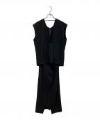 CLANEクラネ）の古着「LAYERED BACK OPEN ONEPIECE　16112-5062」｜ブラック