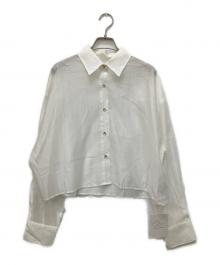 La boutique BonBon（ラブティックボンボン）の古着「シアークロップドシャツ」｜ホワイト