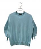 DRAWERドゥロワー）の古着「16Gミラノ編みリボンスリーブニット」｜ライトブルー
