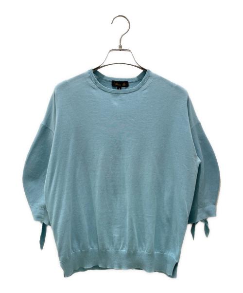 DRAWER（ドゥロワー）DRAWER (ドゥロワー) 16Gミラノ編みリボンスリーブニット ライトブルー サイズ:1の古着・服飾アイテム