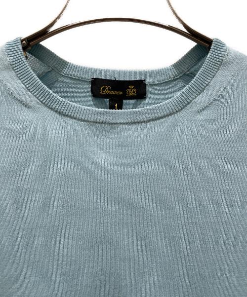 DRAWER（ドゥロワー）DRAWER (ドゥロワー) 16Gミラノ編みリボンスリーブニット ライトブルー サイズ:1の古着・服飾アイテム