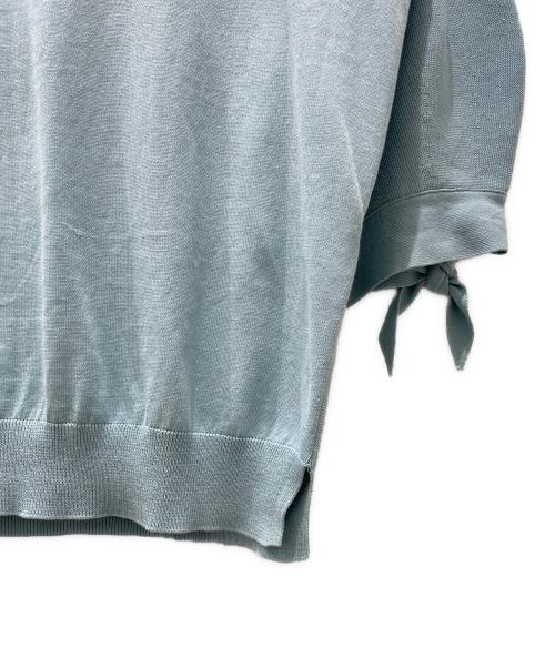 DRAWER（ドゥロワー）DRAWER (ドゥロワー) 16Gミラノ編みリボンスリーブニット ライトブルー サイズ:1の古着・服飾アイテム