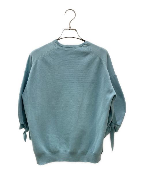 DRAWER（ドゥロワー）DRAWER (ドゥロワー) 16Gミラノ編みリボンスリーブニット ライトブルー サイズ:1の古着・服飾アイテム