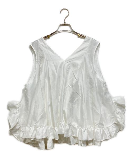 cygne（シーニュ）cygne (シーニュ) フレアフリルトップス Jean ホワイト サイズ:Fの古着・服飾アイテム