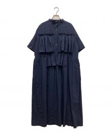 ichi-percent（（イチパーセント））の古着「フリルシャツワンピース」｜ネイビー