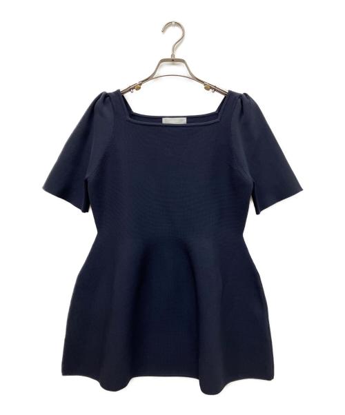 CELFORD（セルフォード）CELFORD (セルフォード) スクエアネックペプラムニットプルオーバー ネイビー サイズ:38の古着・服飾アイテム