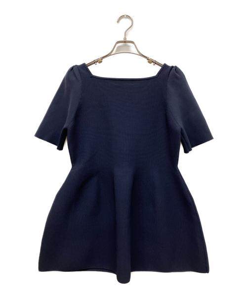CELFORD（セルフォード）CELFORD (セルフォード) スクエアネックペプラムニットプルオーバー ネイビー サイズ:38の古着・服飾アイテム