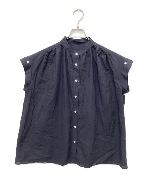 JOURNAL STANDARD relume（ジャーナルスタンダード レリューム）JOURNAL STANDARD relume (ジャーナルスタンダード レリューム) コットンローンギャザーブラウス ネイビー サイズ:Free 未使用品の古着・服飾アイテム