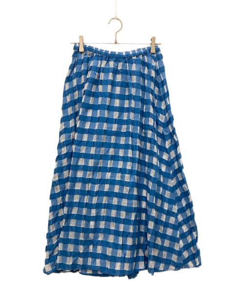 Spick and Span（スピック＆スパン）Spick and Span (スピック＆スパン) シアーギンガムチェックスカート ブルー サイズ:38の古着・服飾アイテム