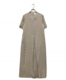TODAYFUL（トゥデイフル）の古着「ハーフスリーブタックドレス」｜ベージュ