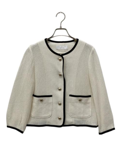 NOLLEY'S sophi（ノーリーズソフィー）NOLLEY'S sophi (ノーリーズソフィー) ウォッシャブルギマメッシュパイピングジャケット アイボリー サイズ:36の古着・服飾アイテム